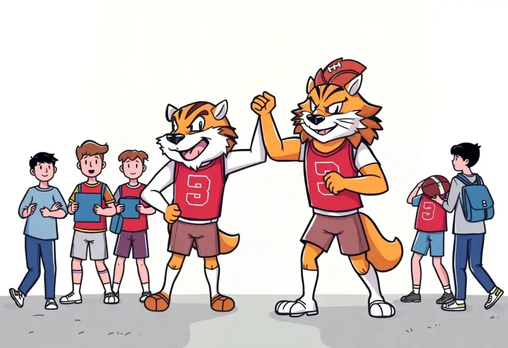 Illustration of a school sports team changing their mascot
