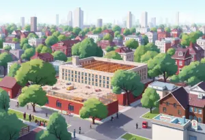 Construction site for a new public elementary school in Westchester Square, Bronx.