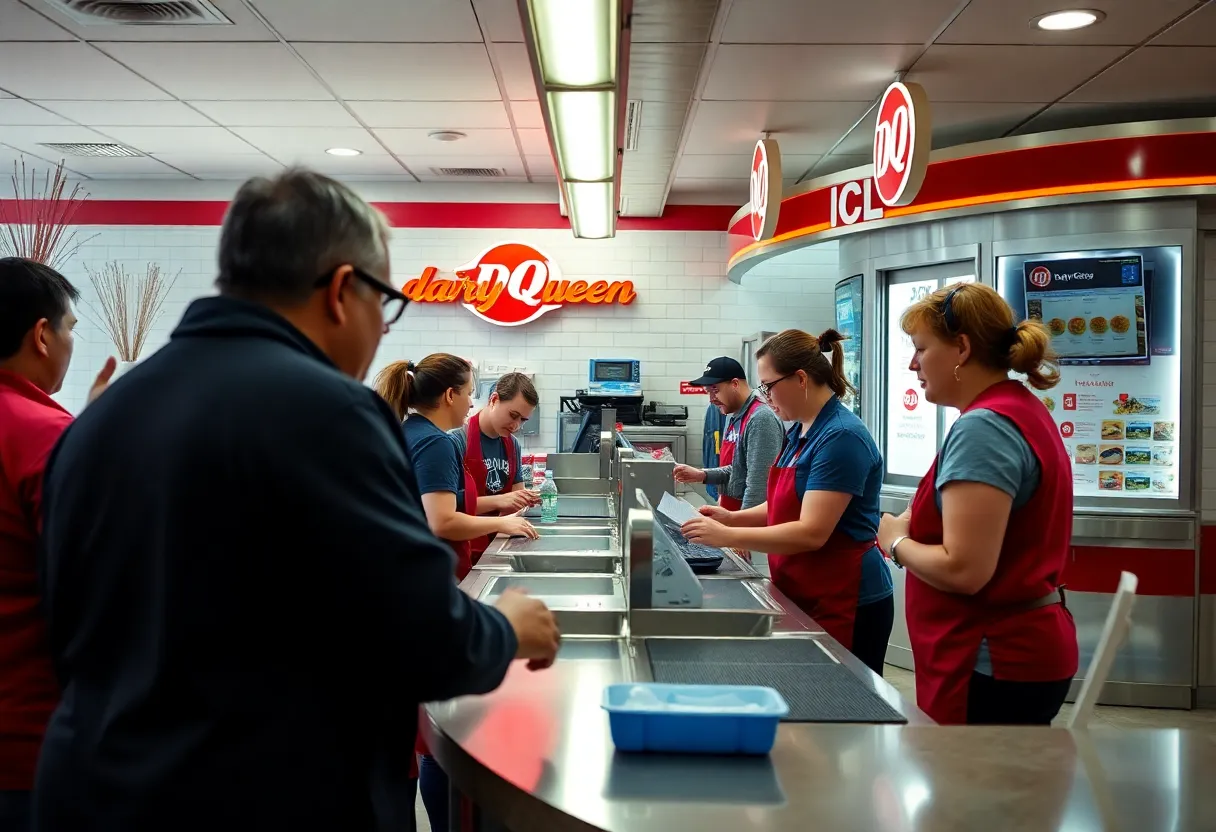 Busy Dairy Queen franchise with employees and customers