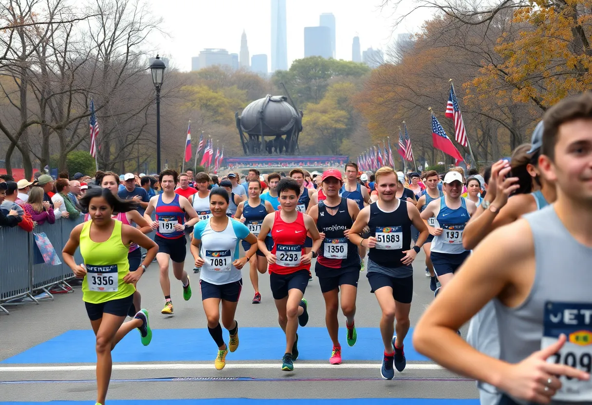 Final finishers crossing the finish line at the TCS NYC Marathon.