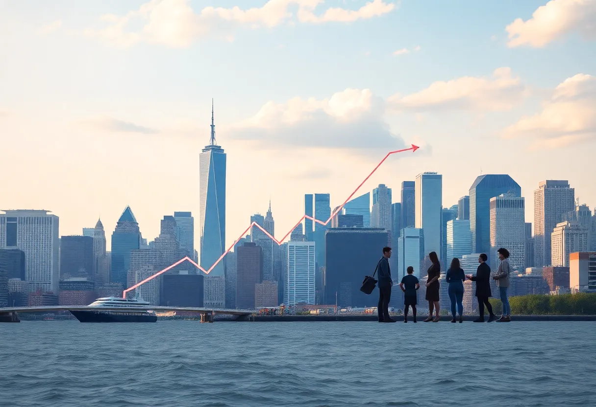 Abstract representation of nonprofit financial growth in New York City