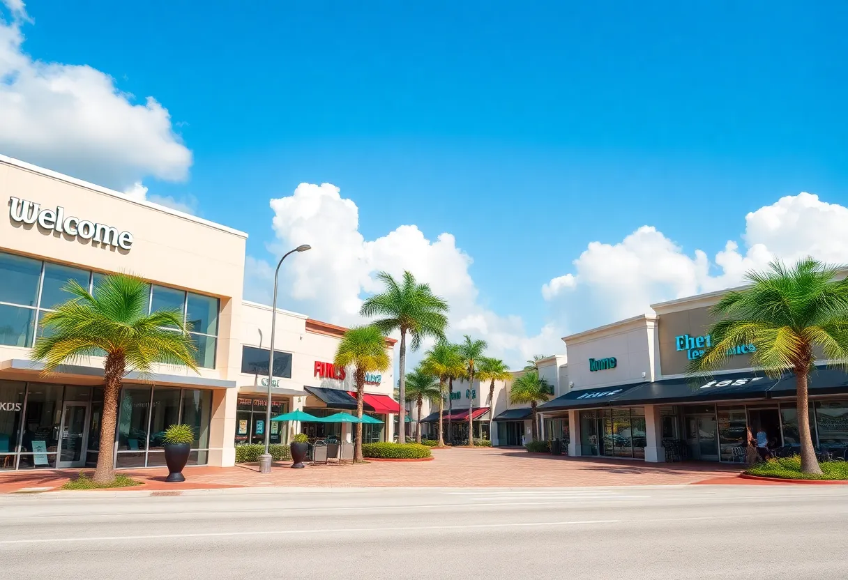 Florida welcoming business environment with palm trees