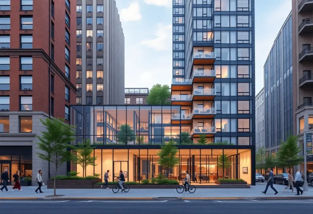 Conceptual image of Four Manhattan West being transformed into residential units.