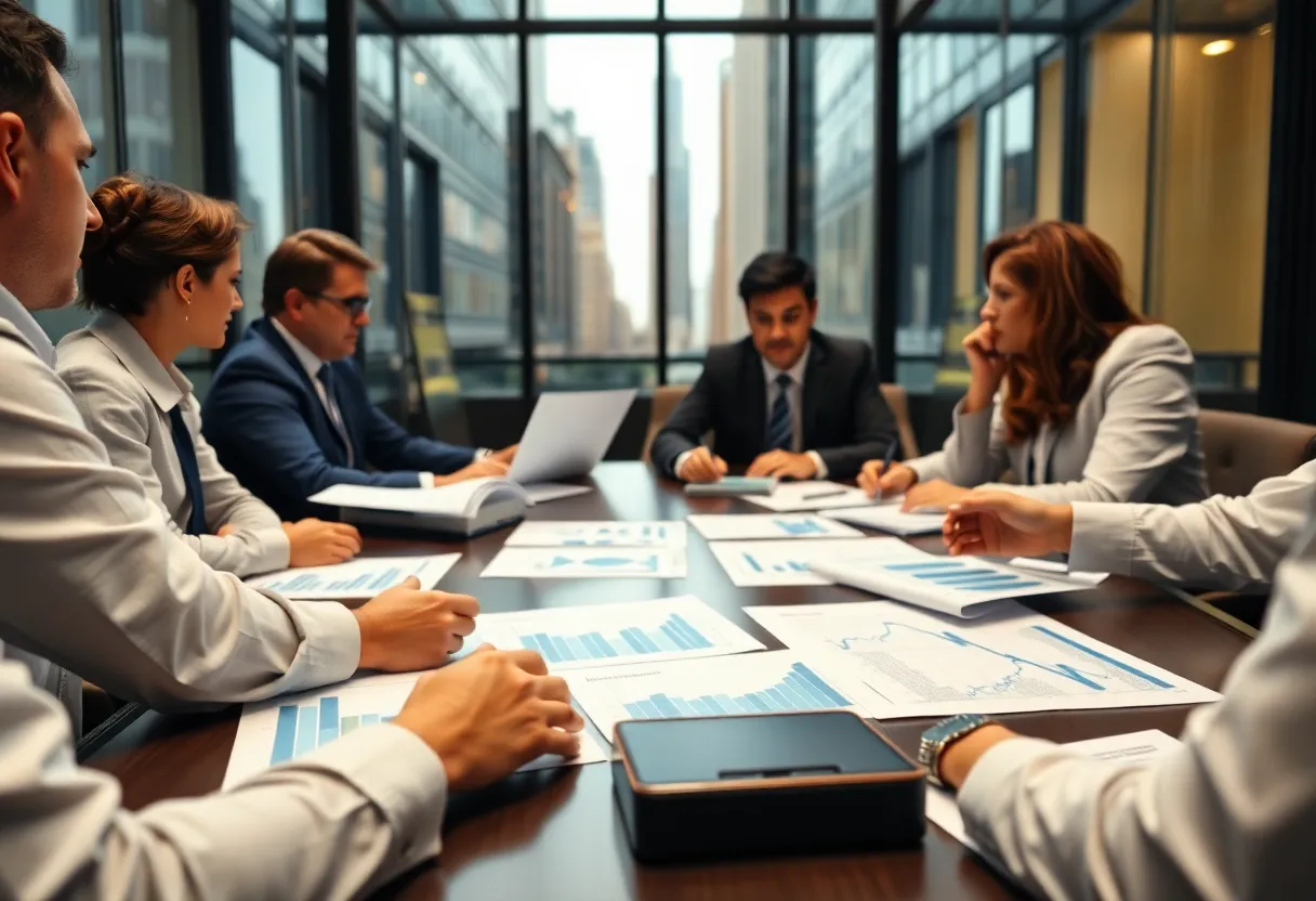 Financial consultation meeting in New York office