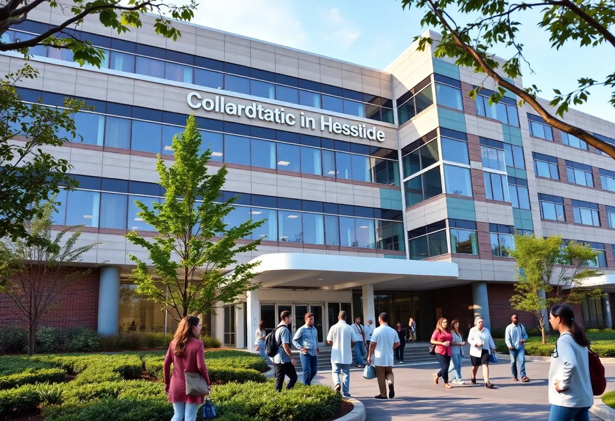 Modern hospital building representing Garnet Health and Montefiore Health System collaboration