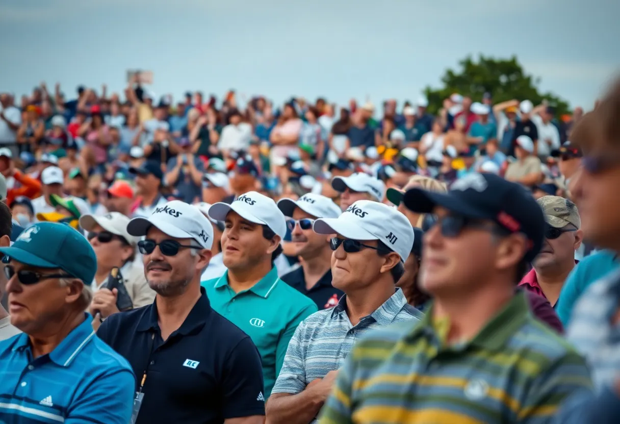 Crowd reacting in a golf tournament