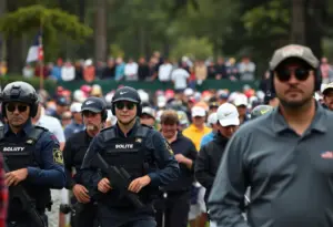 Security personnel monitoring a golf tournament event
