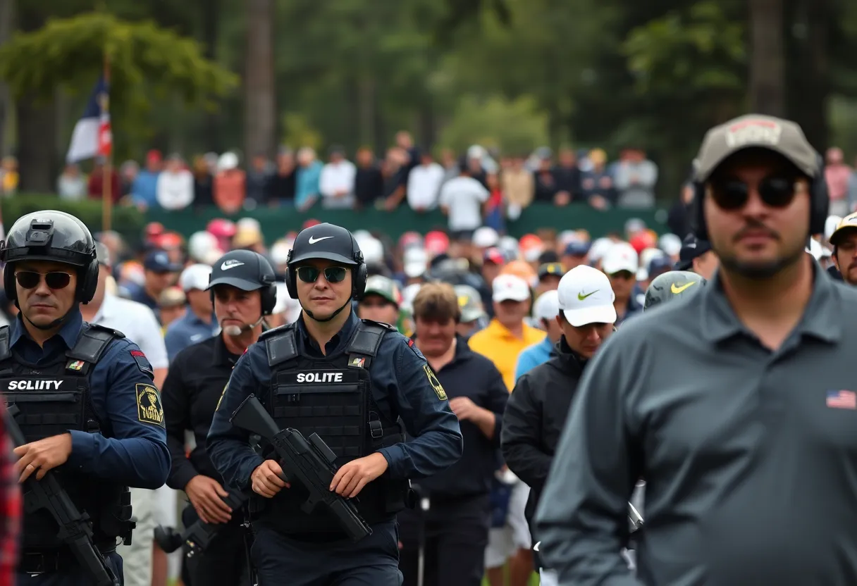 Security personnel monitoring a golf tournament event