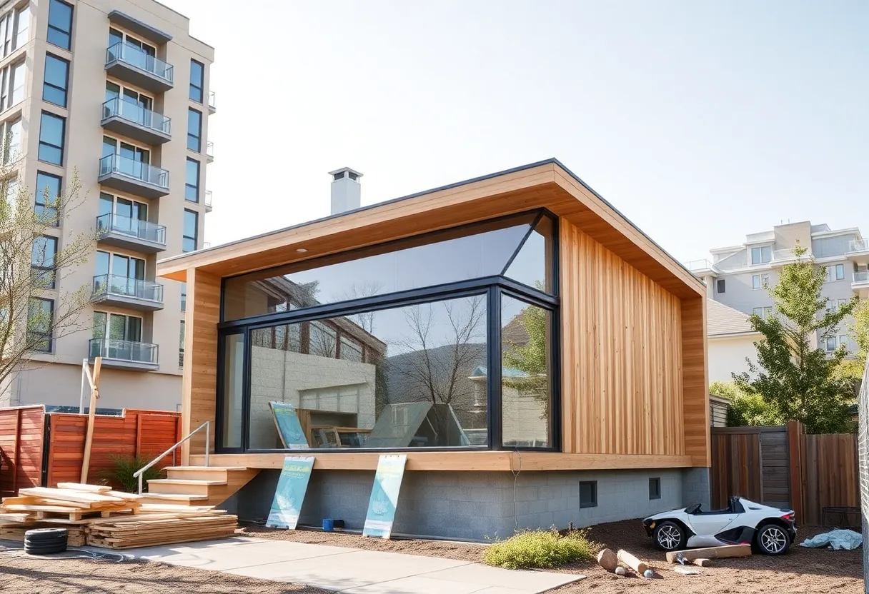 Construction of a modern home addition in New York