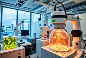 Robotic equipment in a research lab for stem cell production