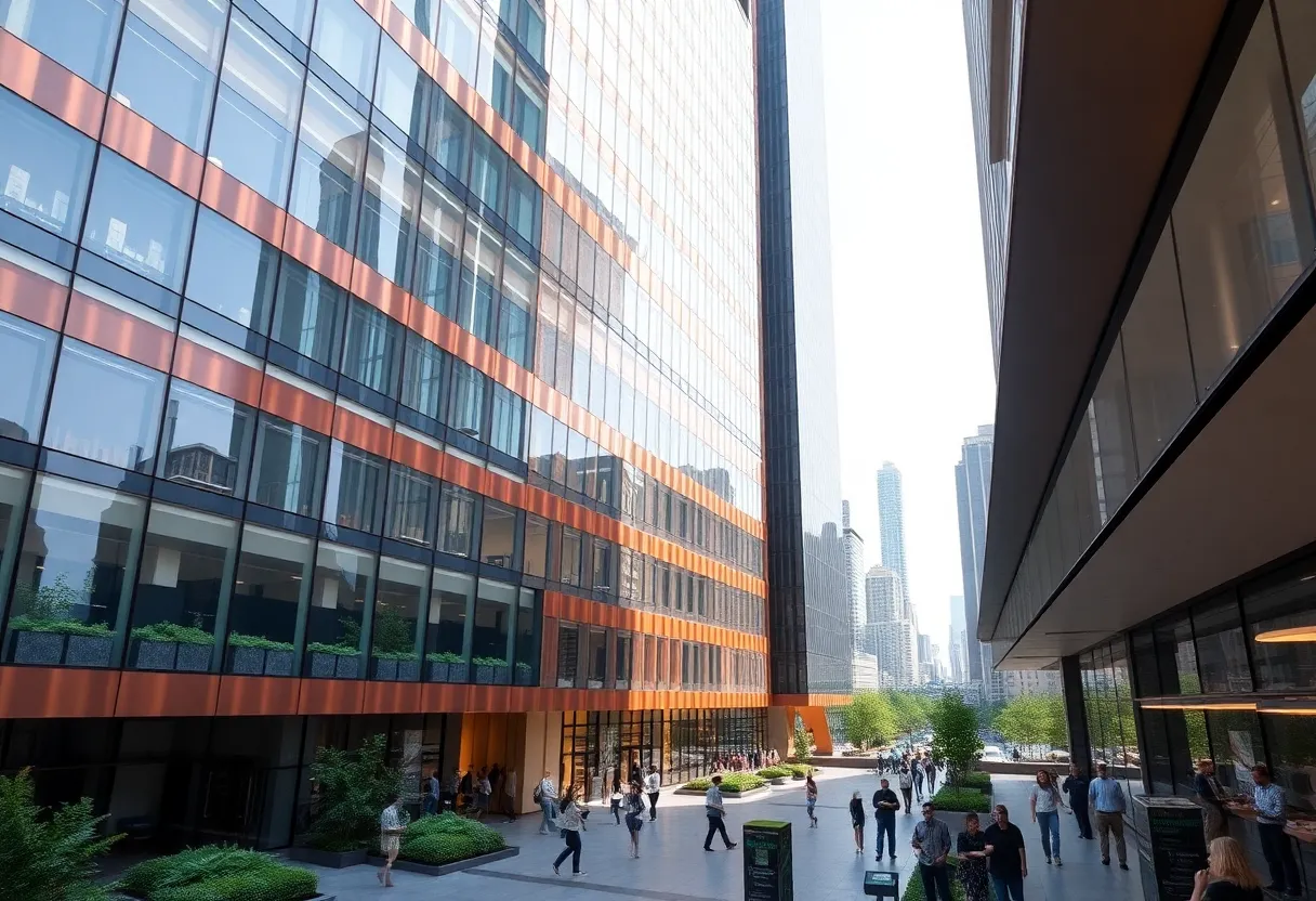 Exterior view of JPMorgan Chase's new headquarters building in New York City