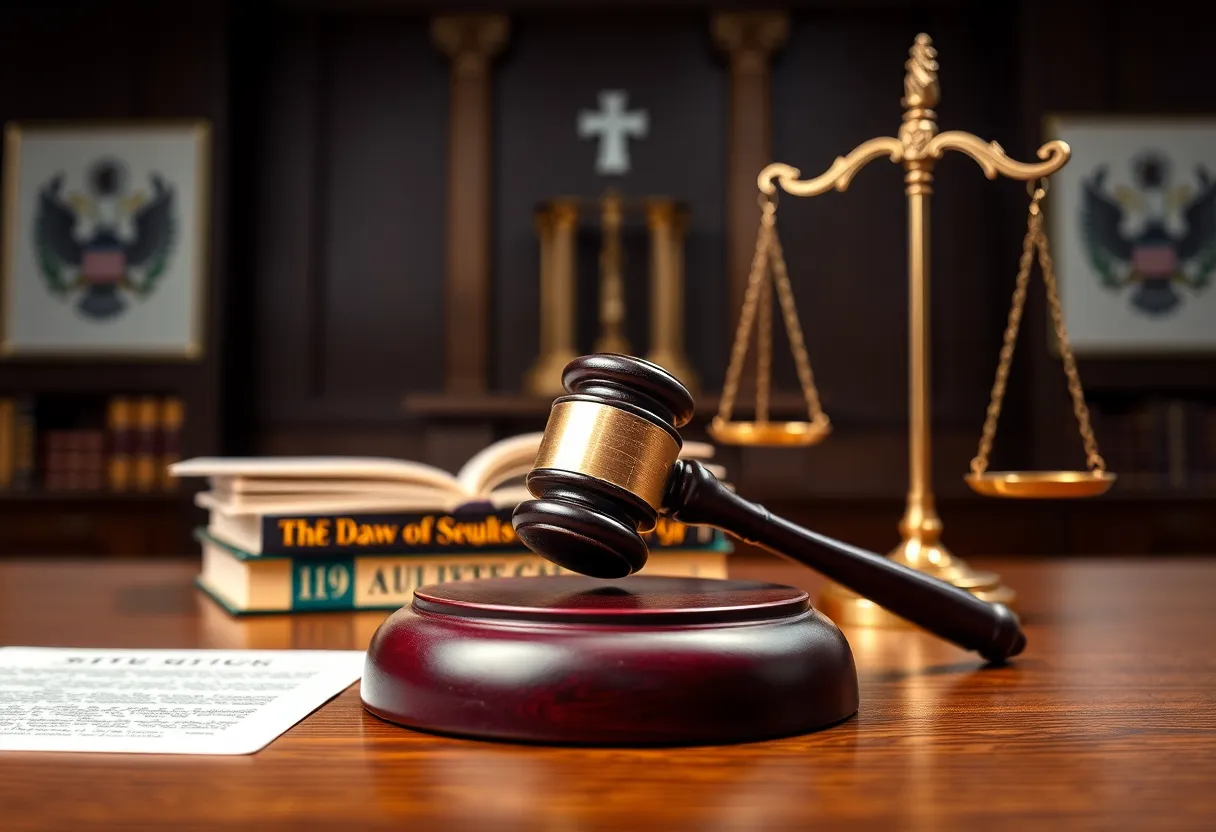 Illustration of a legal battle between federal law and state regulations