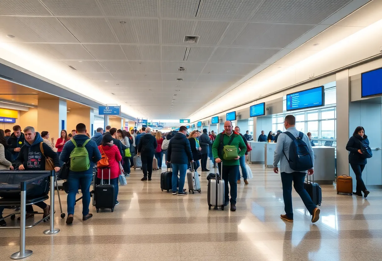 Travelers at LaGuardia Airport waiting during flight delays