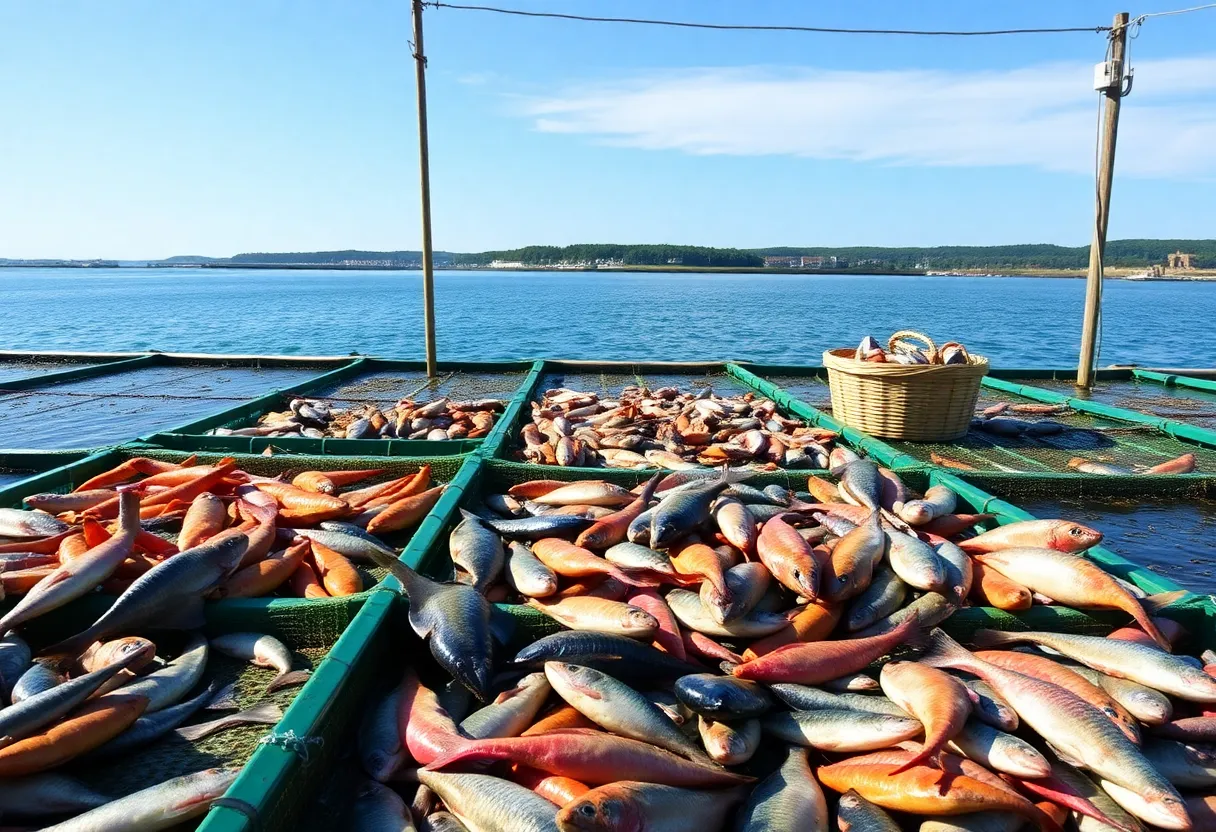 Aquaculture farms on Long Island with seafood harvest