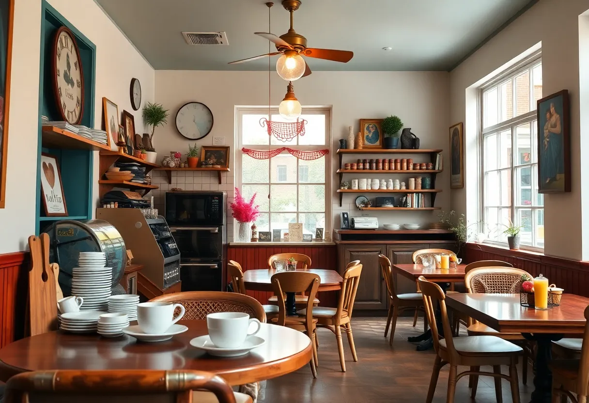Cozy interior of Maman Café with warm decor