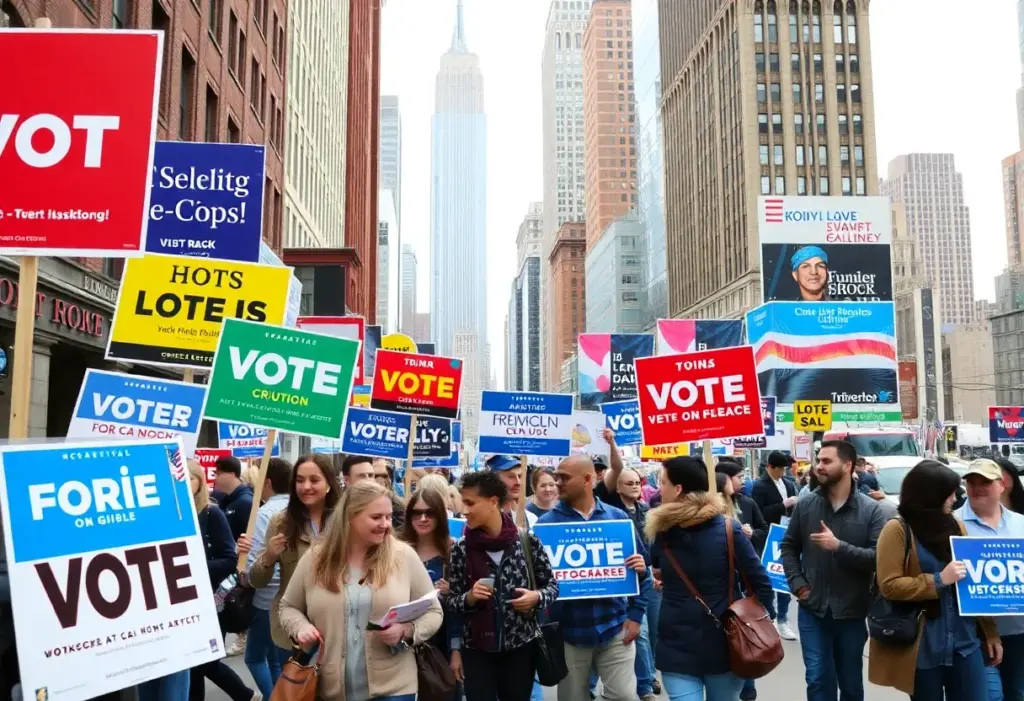 Campaign scene in New York City for the mayoral election