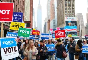 Campaign scene in New York City for the mayoral election