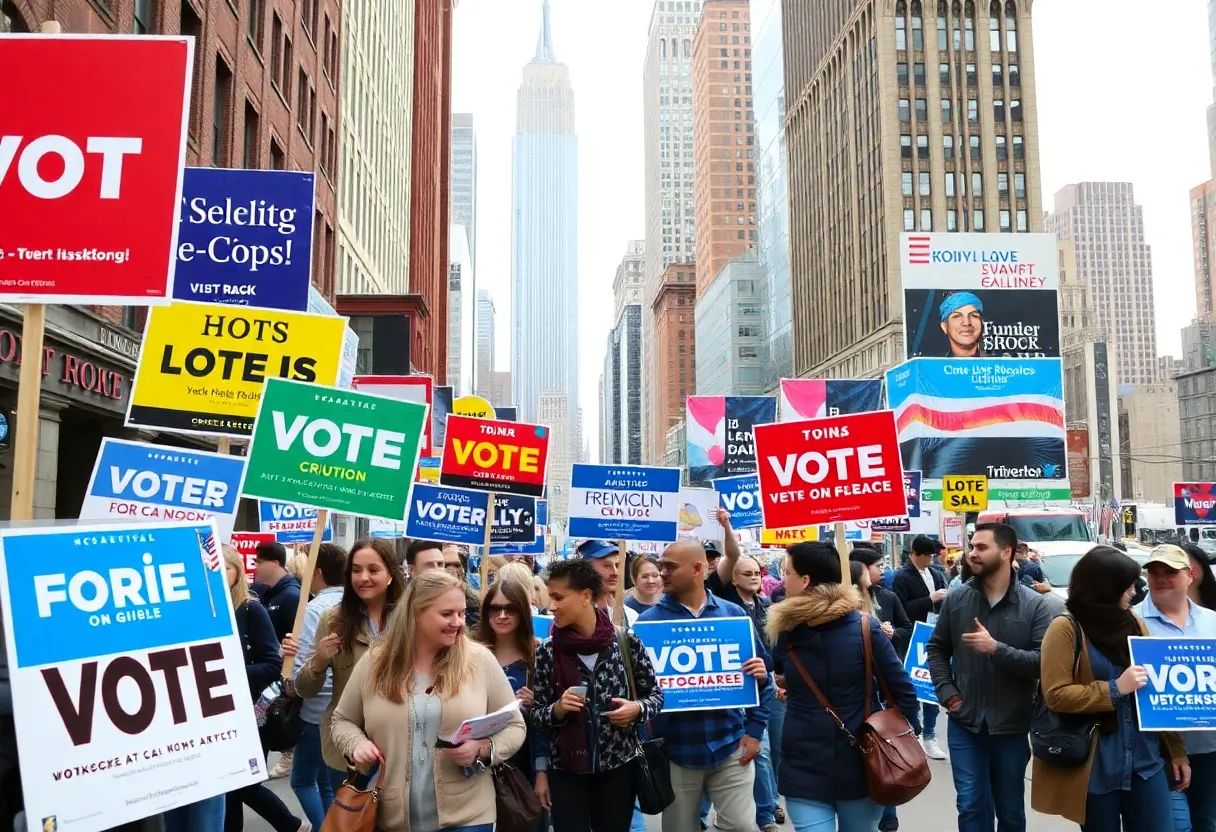Campaign scene in New York City for the mayoral election