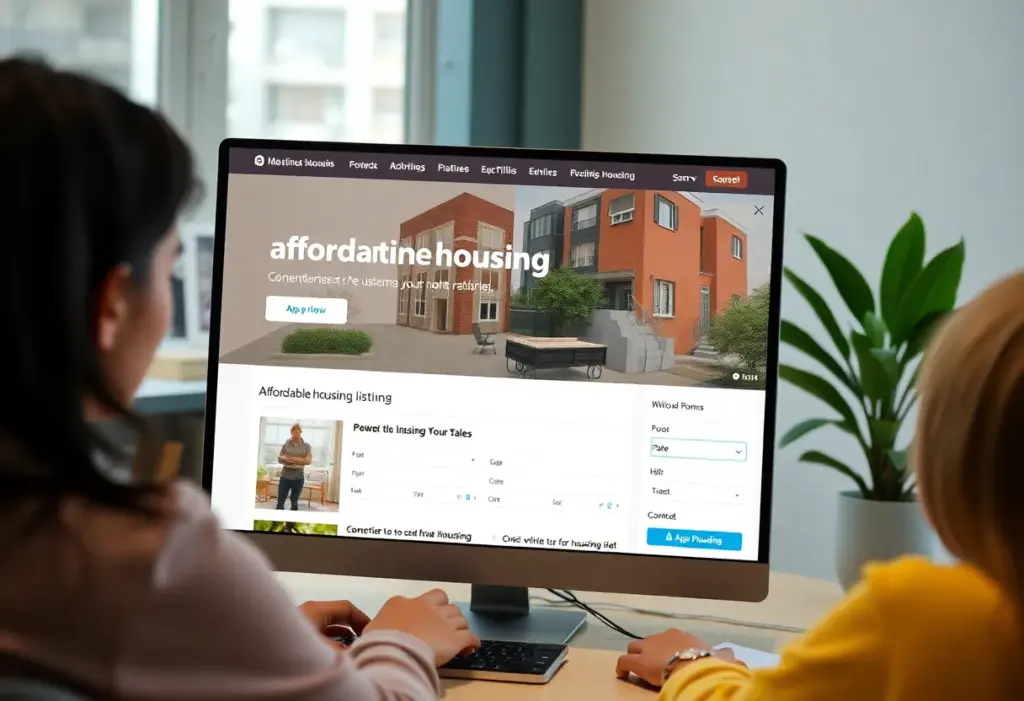 Screenshot of the New York Housing Search website showing affordable housing listings.