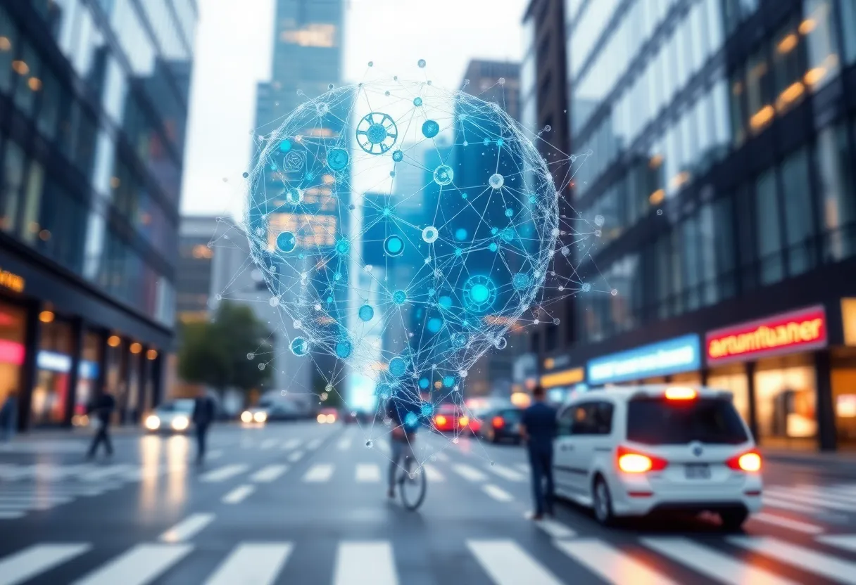 Conceptual image representing New York's AI ecosystem and regulatory challenges.