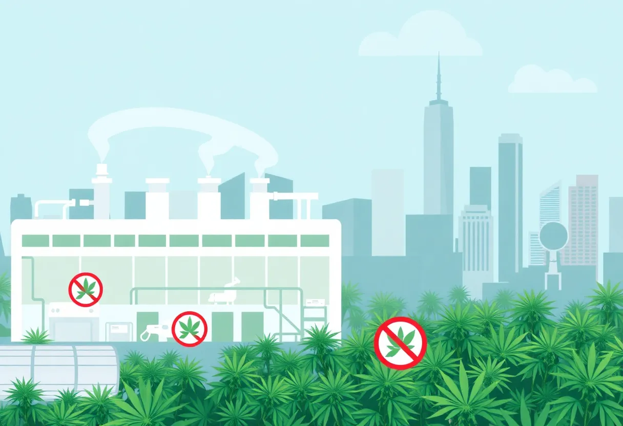 Cannabis processing facility in New York with regulatory themes