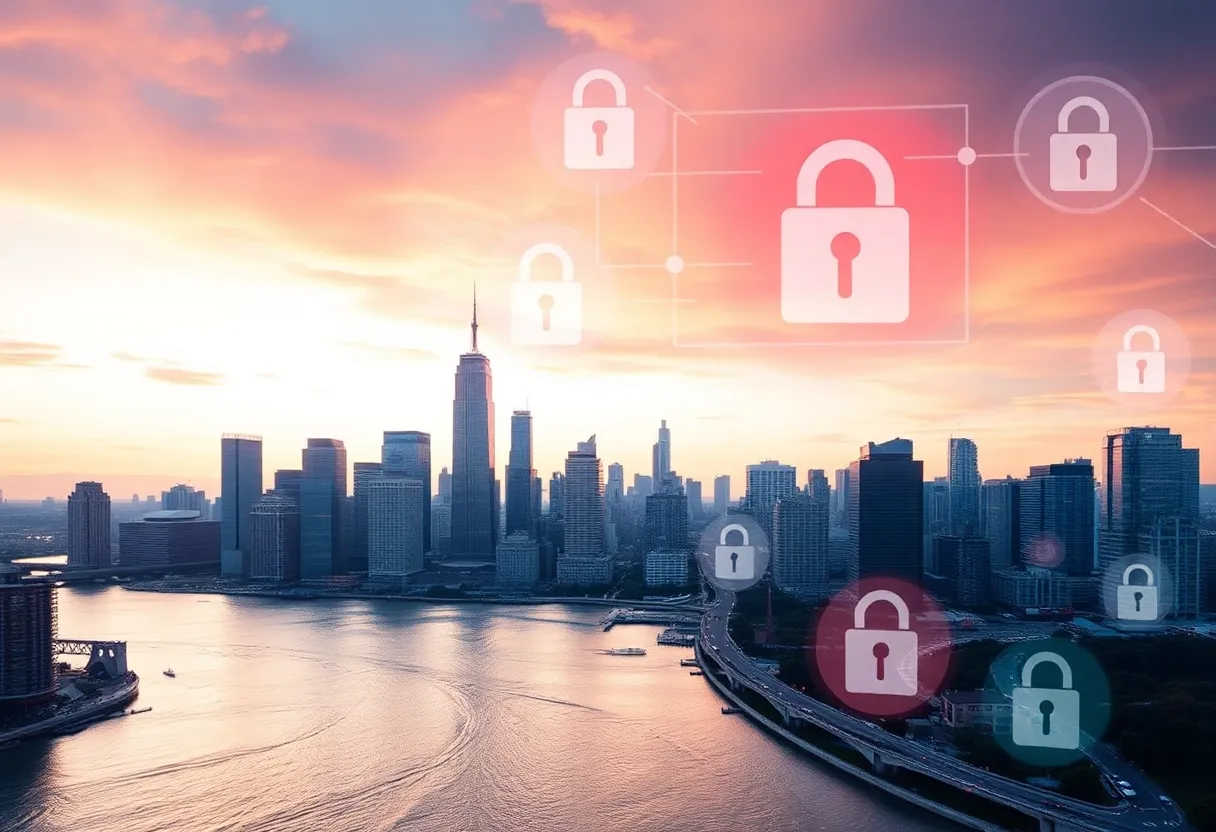 Visual representation of cybersecurity in New York City