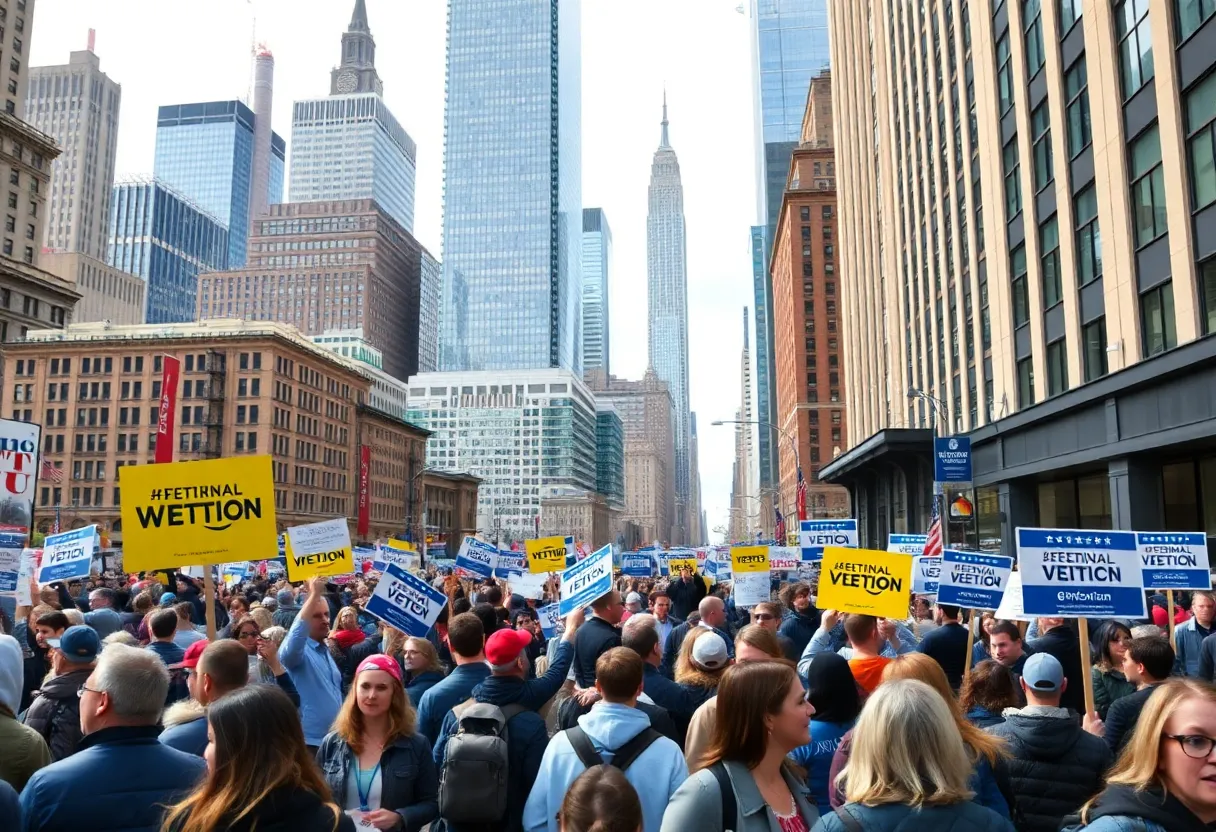 Crowd of voters in New York City during the mayoral elections