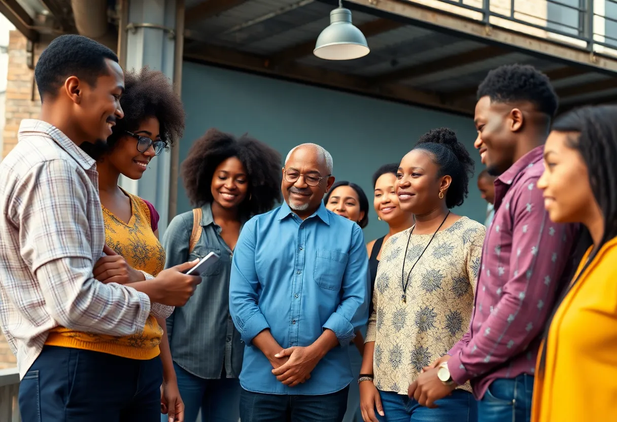 Diverse individuals collaborating in a nonprofit office in New York City