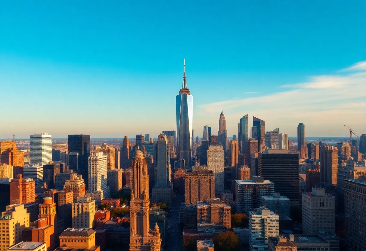 Skyline of New York City with luxury buildings