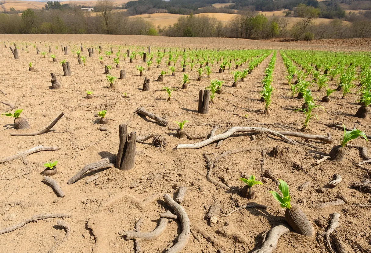 Drought-affected farmland in New York