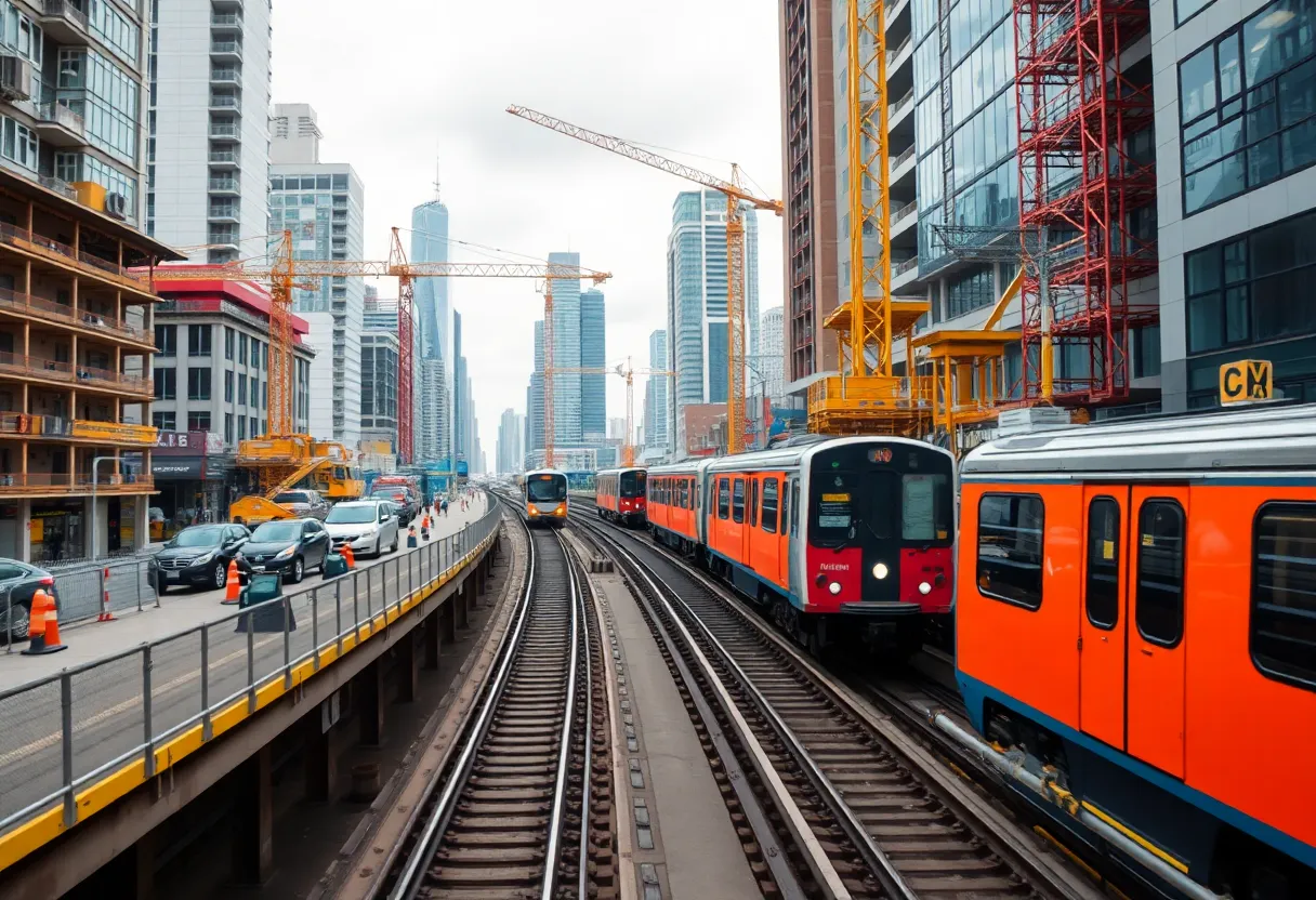 Imagery of urban infrastructure projects including tunnels and subway systems.