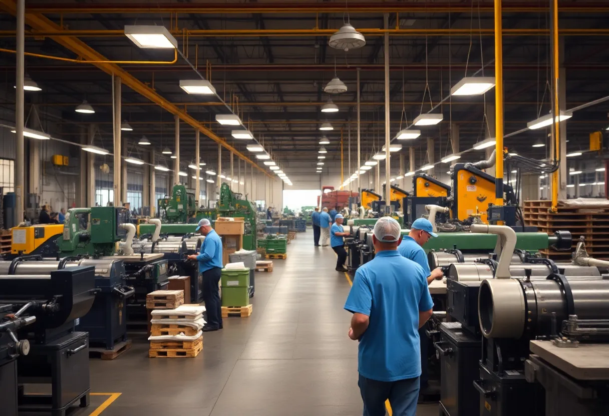 Inside a New York manufacturing facility with workers and machinery