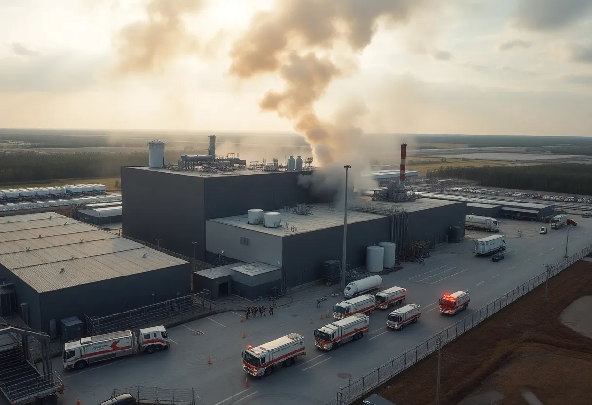Emergency response team at the Novelis aluminum plant fire.