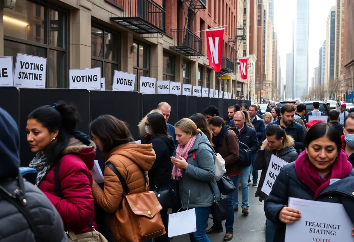 Voters at polling stations in New York City during mayoral election