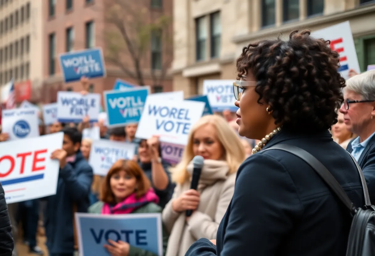 Voters at a political rally in New York City