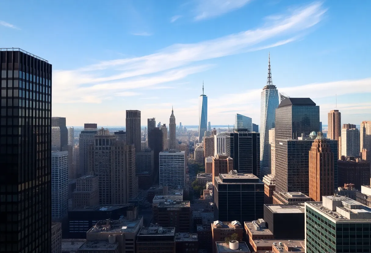 Skyline of New York City showcasing corporate buildings