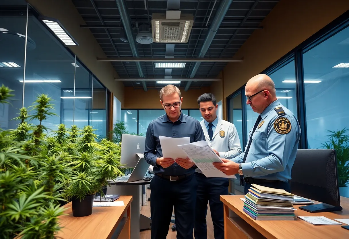 Office setting focused on cannabis compliance and regulatory investigation