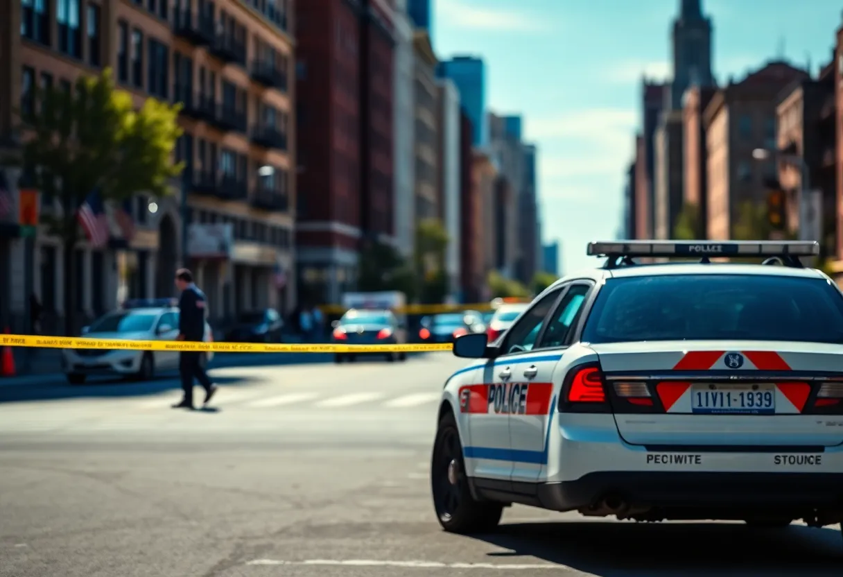 Police car at a crime scene in New York
