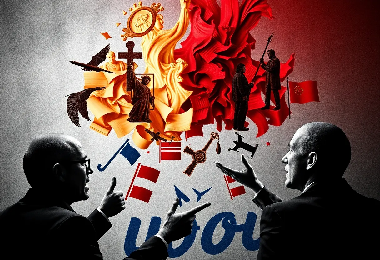 Abstract art symbolizing controversial political discourse
