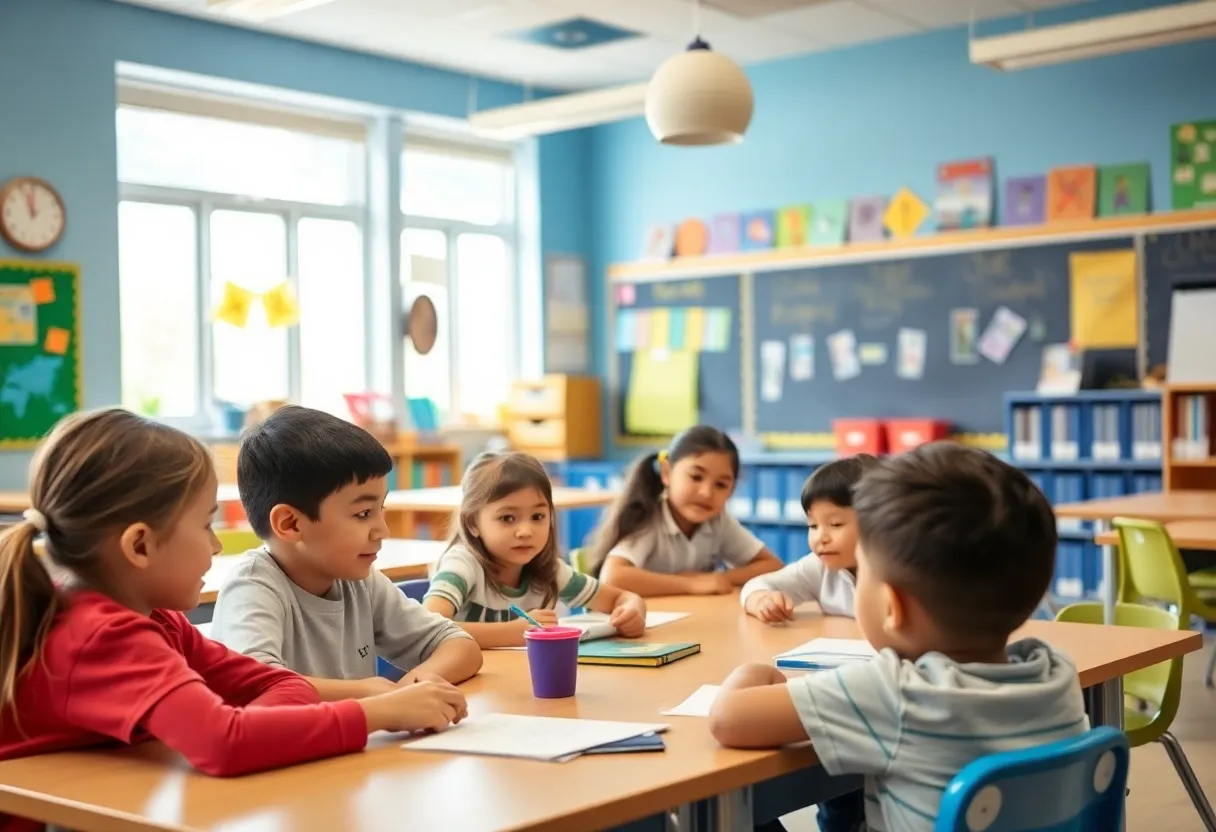 Students engaged in a classroom at P.S. 77 Lower Lab School, highlighting educational excellence.