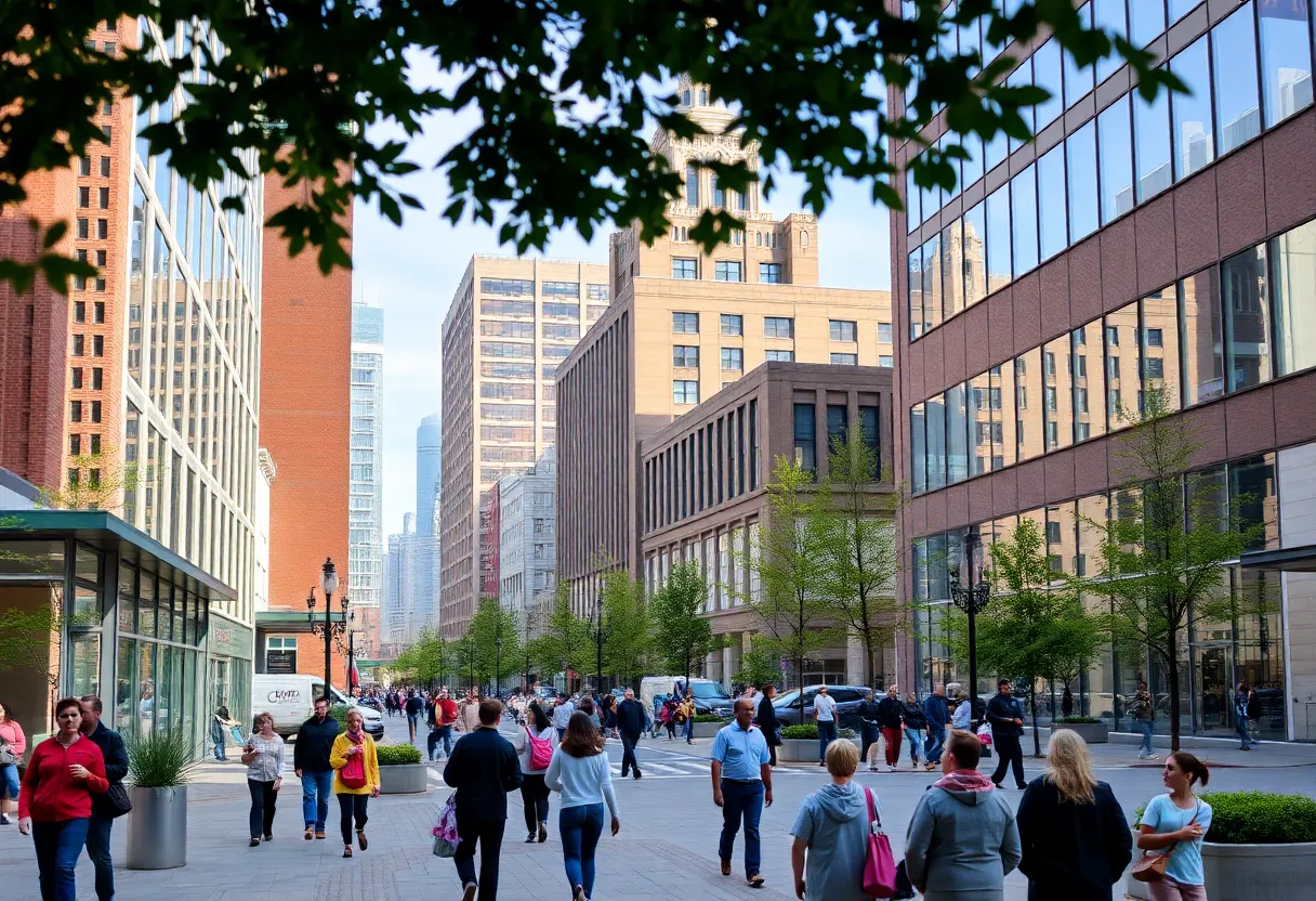 A community-focused redevelopment scene in Albany, New York.