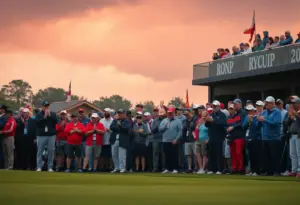 Spectators at the Ryder Cup showing mixed emotions.