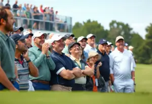 Crowd at the Ryder Cup opening ceremony showing mixed reactions