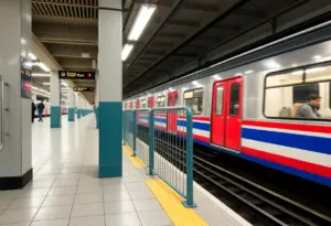 Safety barriers installed at subway station on 7 line to prevent surfing