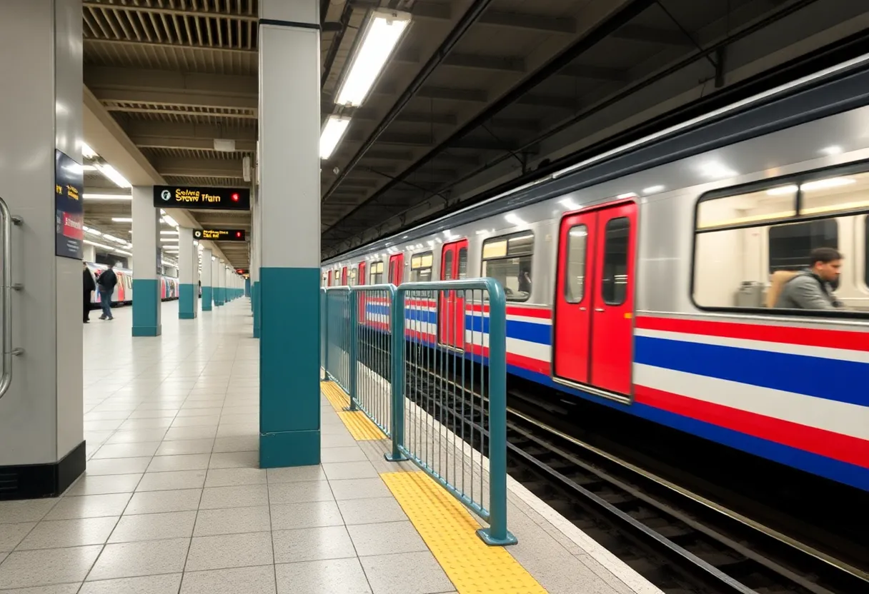 Safety barriers installed at subway station on 7 line to prevent surfing