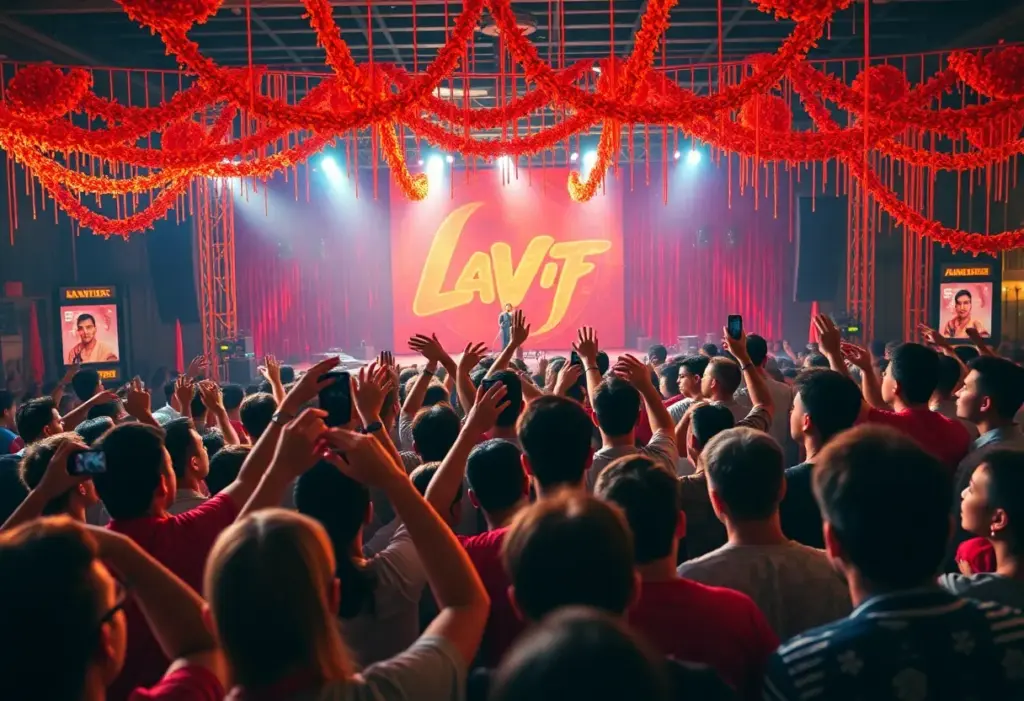 A lively scene of fans celebrating the album launch