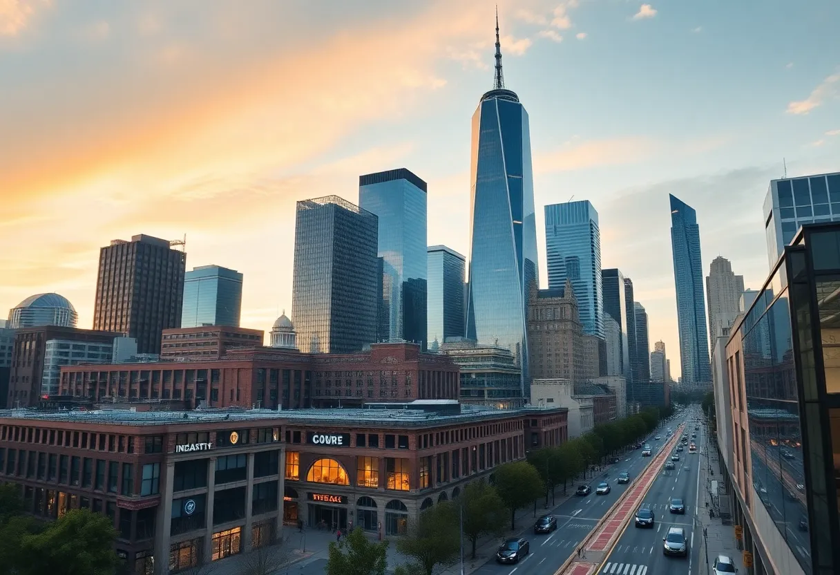 Skyline of Texas financial district symbolizing job growth.
