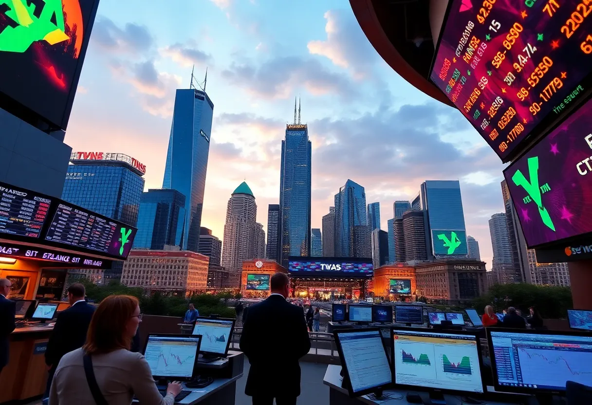 Financial hub illustration of Texas showcasing stock trading