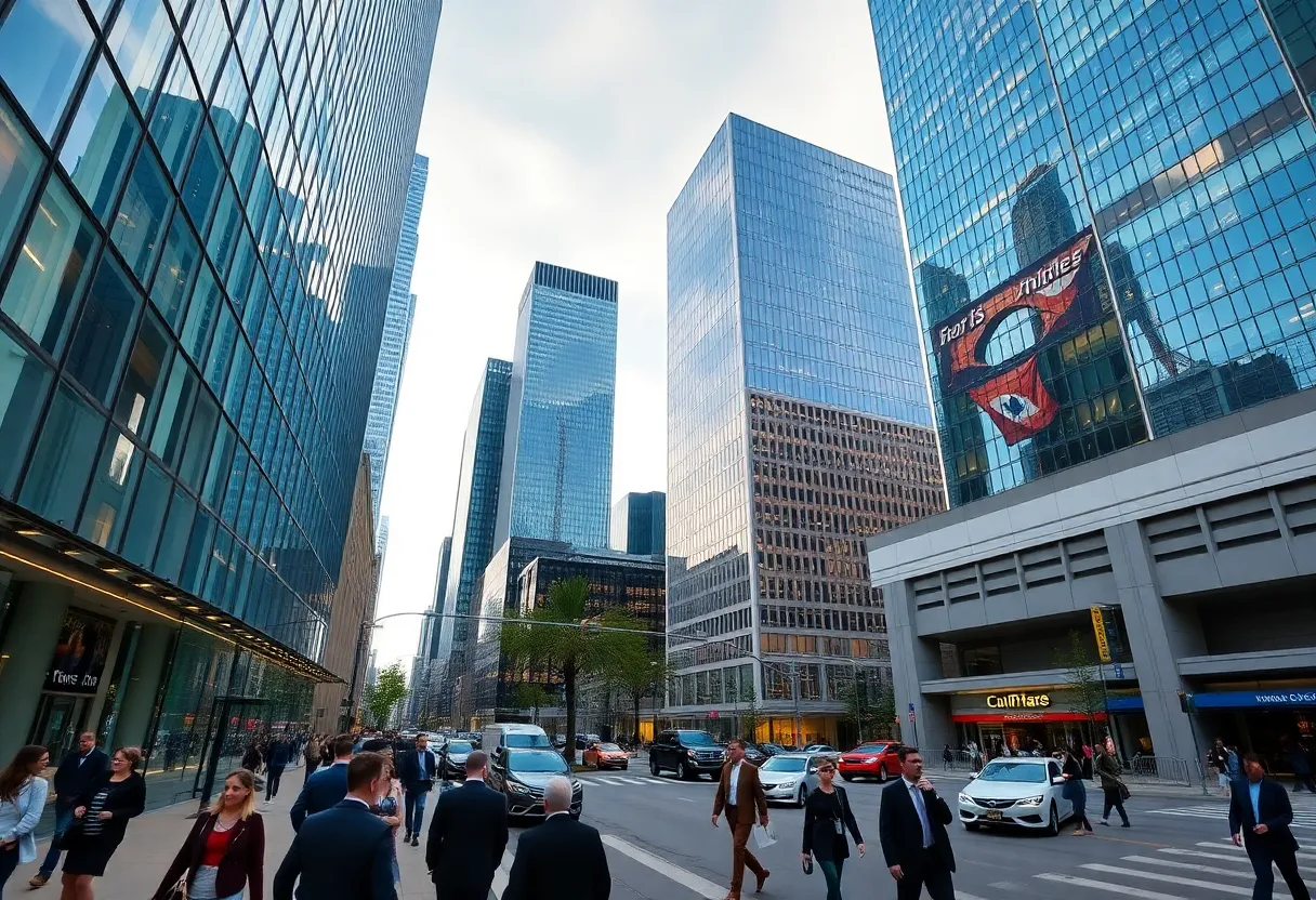 A vibrant financial district in Texas representing job growth