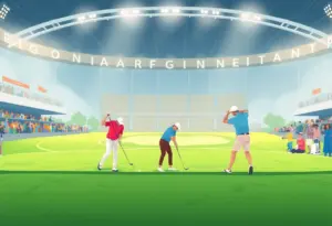 Teams competing in a golf tournament at TGL